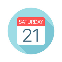 Saturday 21 - Calendar Icon. Vector illustration of one day of week