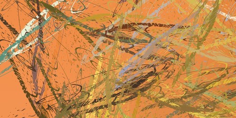 Painterly mix. Backdrop material. Colorful pattern. Modern art. Canvas surface. Oil painting. Color texture. Wide brush. Abstract. Handmade background. 2d illustration.