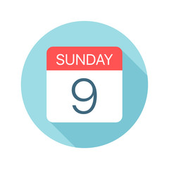 Sunday 9 - Calendar Icon. Vector illustration of one day of week