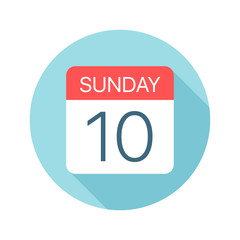 Sunday 10 - Calendar Icon. Vector illustration of one day of week