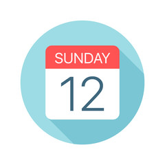 Sunday 12 - Calendar Icon. Vector illustration of one day of week