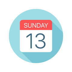 Sunday 13 - Calendar Icon. Vector illustration of one day of week