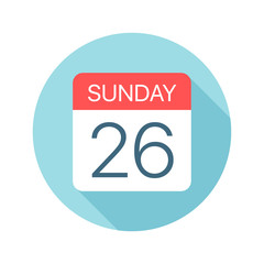 Sunday 26 - Calendar Icon. Vector illustration of one day of week