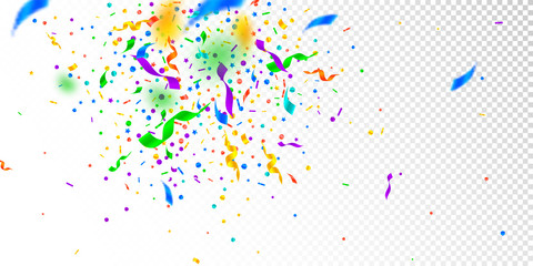 Streamers and confetti. Festive tinsel and foil ri