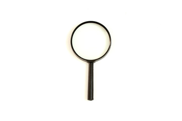 black magnifying glass on white background