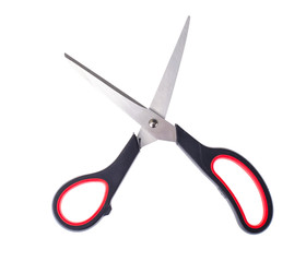 Single scissors isolated on white background