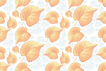 Red and Orange Autumn Leaves Yellow. Background autumn pattern sheet seamless. Leaves of the fern. Pattern for the fabric. Fern print. Trend autumn pattern. Cloth shirt pattern. vector, eps 10