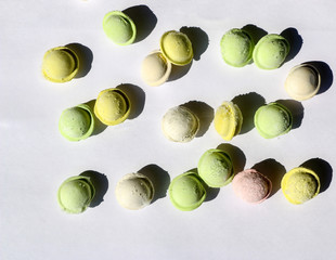 small colored dumplings on white background. food for children, festive and Christmas parties.