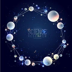 Fototapeta na wymiar Vector molecules scientific chemistry and physics theme vector abstract background, micro and nano science and technology theme, atoms and microscopic particles.