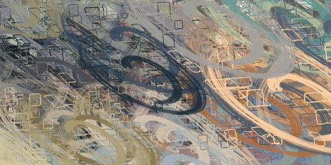 Color texture. Oil painting. Handmade background. Abstract. Modern art. Painterly mix. Colorful pattern. Wall painting. Wide brush. Backdrop material. 2d illustration.