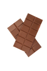 Two milk chocolate bars isolated on white background.