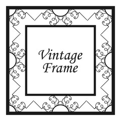 Vintage flourishes ornament swirls lines frame template vector illustration. Victorian borders for greeting cards, wedding invitations, advertising or other design and place for text.