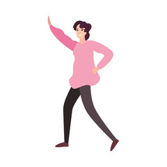 woman happy young character on white background