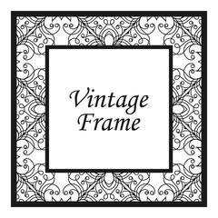 Vintage flourishes ornament swirls lines frame template vector illustration. Victorian borders for greeting cards, wedding invitations, advertising or other design and place for text.