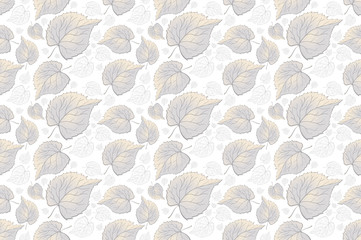 Seamless pattern leaves on white background, pastel color, tileable for wallpaper, card or fabric