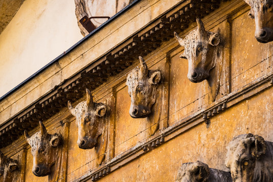 Elements of architecture of an old slaughterhouse in the city of Verona in Italy.