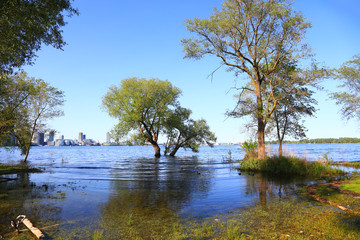 Flood water in Center island near Toronto