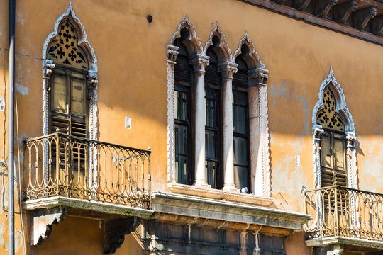 Elements of architecture of an old slaughterhouse in the city of Verona in Italy.