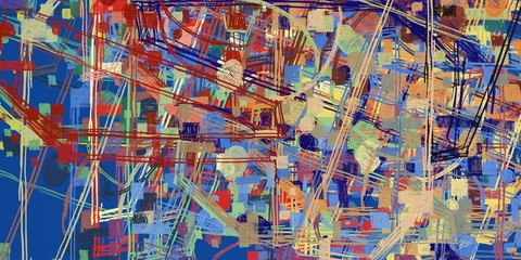 Obraz premium Painterly mix. Modern art. Wide brush. Canvas surface. Abstract. Wall painting. Backdrop material. Handmade background. 2d illustration. Colorful pattern. Color texture. 