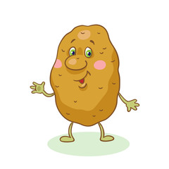 Cute young potato in cartoon style. Isolated on white background. Vector illustration.