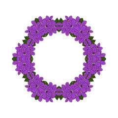 Flower wreath isolated on white background. Round frame for your design, greeting cards, wedding announcements, posters.