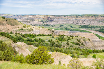Fototapeta na wymiar The Rugged Views of Theodore Roosevelt National Park in July 