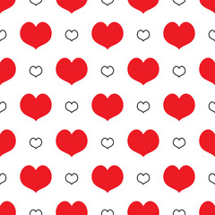 Vector illustration red and white hearts.