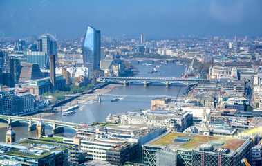 Fototapeta premium An aerial view of London, United Kingdom on a sunny day.