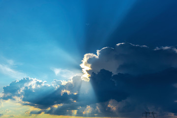 Fantastic clouds at the sunset