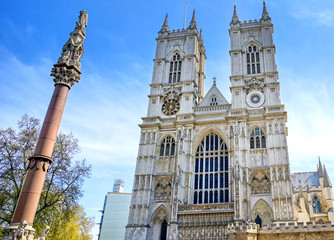 Fototapeta na wymiar A view of Westminster Abbey on a sunny day in London, UK.