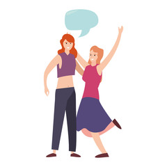 women happy young people talk bubble