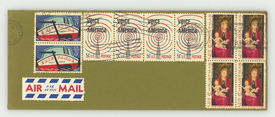 Briefmarken stamps vintage retro umschlag envelope old alt grün green united States Amerika Erie...