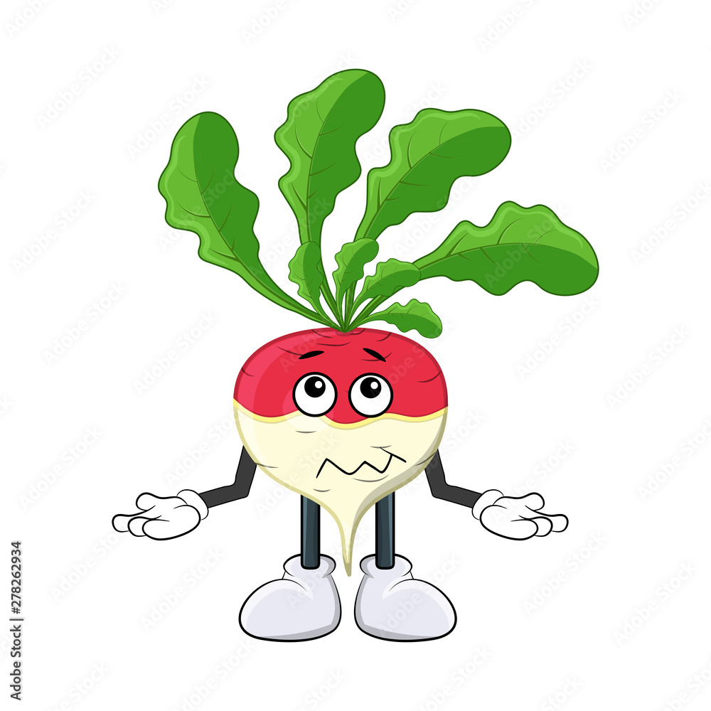 Wall mural turnip confused cartoon character illustration  isolated on white background