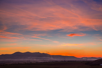 Red sky at the sunset