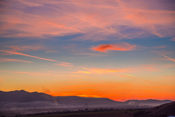 Red sky at the sunset