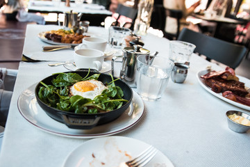 egg salad brunch at a clean bright restaurant