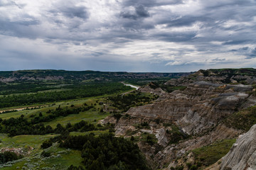 Fototapeta na wymiar The Rugged Views of Theodore Roosevelt National Park in July 