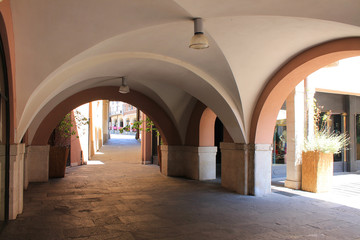 Clear Sunny summer day in the historic center of Brescia Italy
