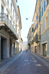 Clear Sunny summer day in the historic center of Brescia Italy