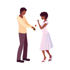 man giving flower a woman romantic