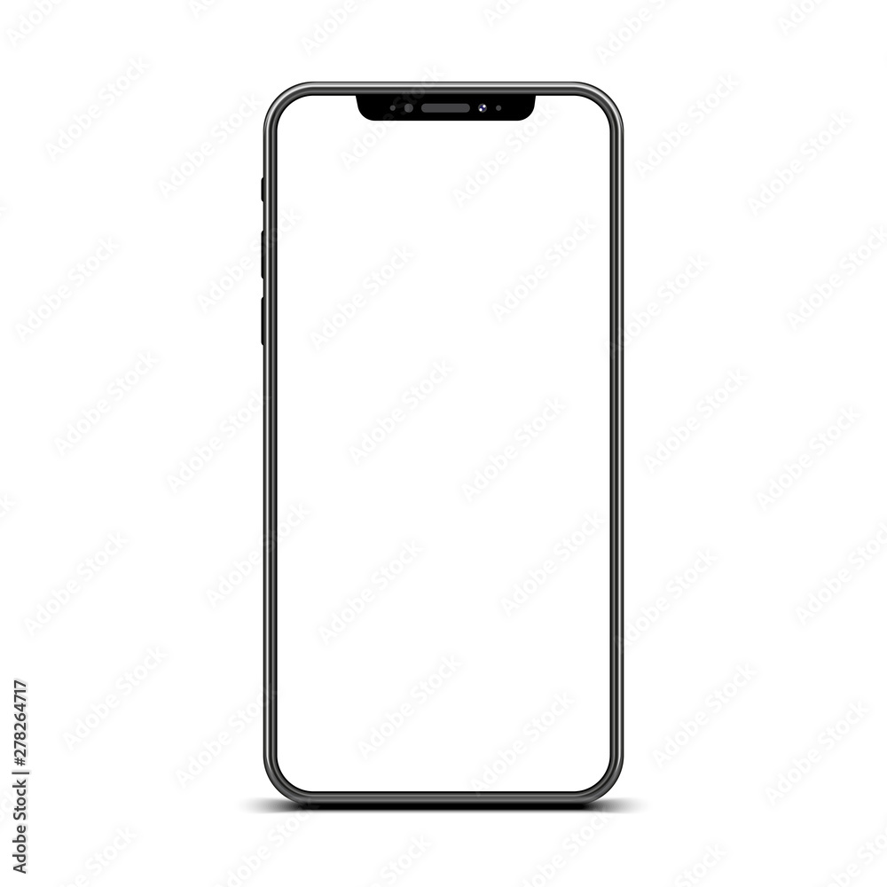 Poster black smartphone with empty touch screen, new model - vector for stock