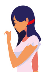 beautiful woman character side view