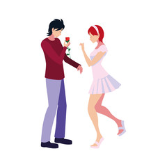 man giving flower a woman romantic