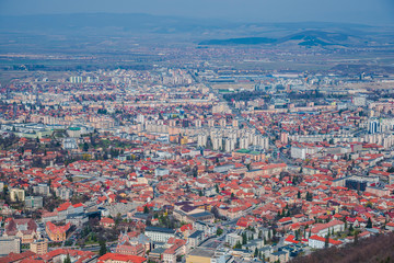 Fototapeta premium Brasov city aerial view from the hill