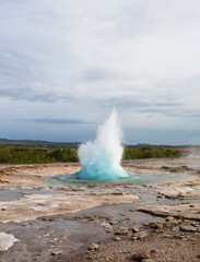 Famous Geyser Strokkur eruption in the Geysir area, Iceland, Europe