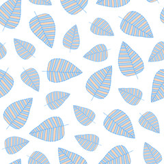 Leaves seamless pattern in scandinavian style. Vector illustration hand drawing. Design for fabric, textile.