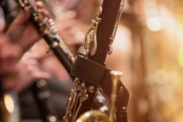 clarinet during a classical concert music, close-up.