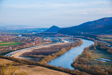 Fototapeta na wymiar Mures river view from the hill