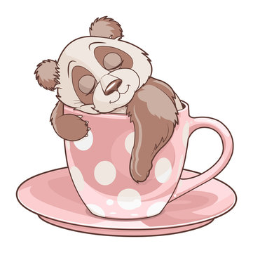 Panda Sleeping in Teacup
