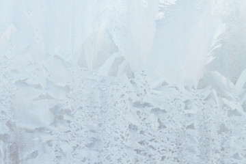 Frosty patterns on a frozen ice box in the early morning